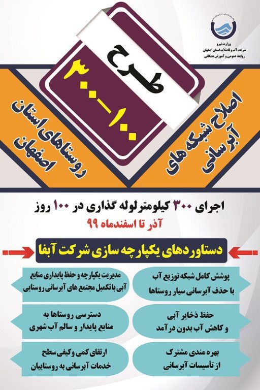 اجرای طرح عمرانی ۱۰۰-۳۰۰ در استان اصفهان