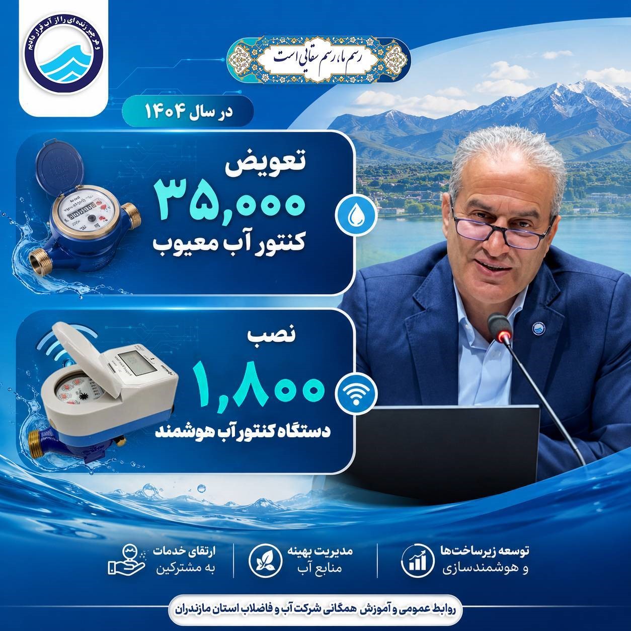 تعویض بیش از ۳۵ هزار کنتور آب معیوب در مازندران