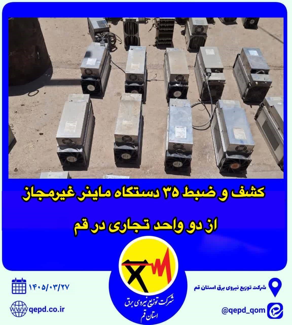 شناسایی و کشف و ضبط ۳۵ دستگاه ماینر غیرمجاز در قم