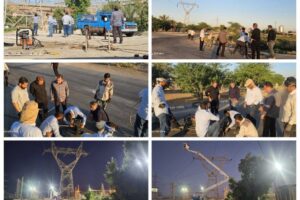 عملیات واکنش سریع در رفع سیم‌لاشگی‌های خطوط برق برای پایداری و‌ کاهش حوادث منجر به خاموشی در شهرستان هفتکل