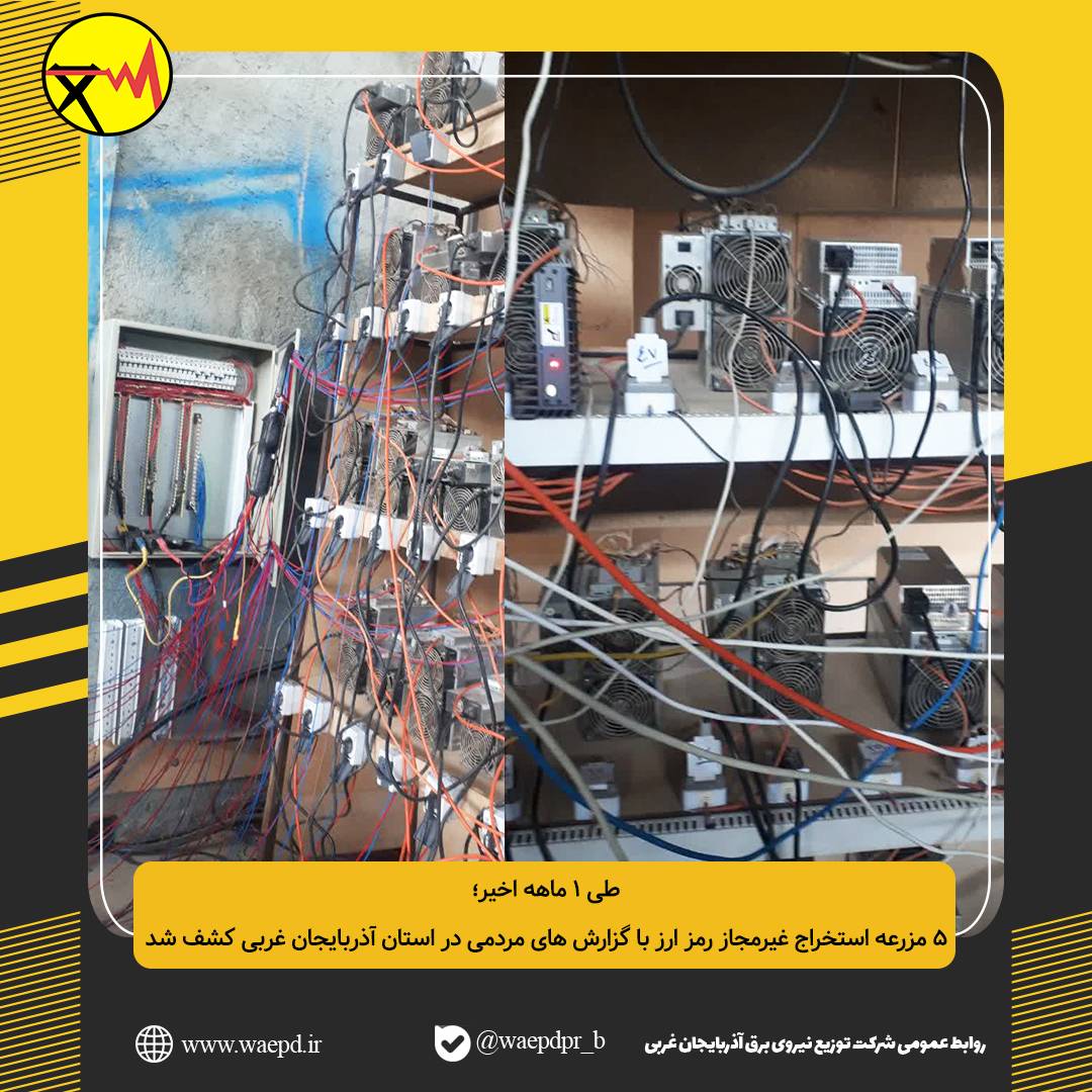 کشف 5 مزرعه استخراج غیرمجاز رمز ارز با گزارش های مردمی استان آذربایجان غربی