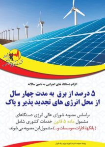 ابلاغ-مصوبه-تامین-۵-درصد-برق-ادارات-با-ت