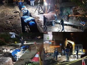 اجرای 370 متر لوله و انشعاب آب و بازسازی 30 رشته انشعاب آب در خیابان شریعتی