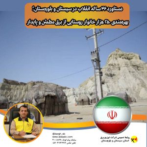 بهره‌مندی ۲۵۰ هزار خانوار روستایی سیستان و بلوچستان از برق مطمئن و پایدار