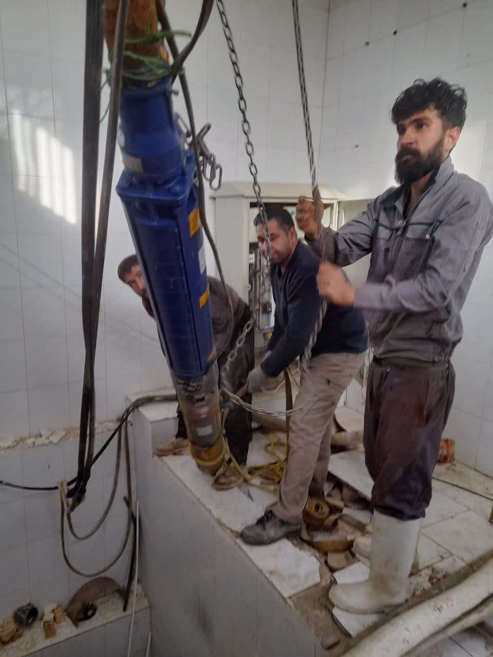 تعویض الکتروپمپ ایستگاه پمپاژ آب شرب مجتمع آبرسانی کواکی- رشوانلو شهرستان فاروج