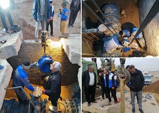 عملیات تعمیرات پیشگیرانه تعویض شیر و اتصالات خط انتقال اصلی تامین آب شرب شهر ساوه