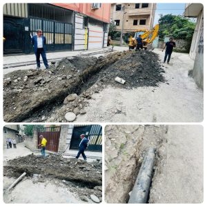 اجرای عملیات لوله گذاری خط انتقال آب در شهر گلوکاه بابل