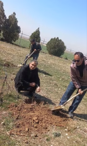 کاشت نهال در محوطه ایستگاه پمپاژ تیتکانلو فاروج
